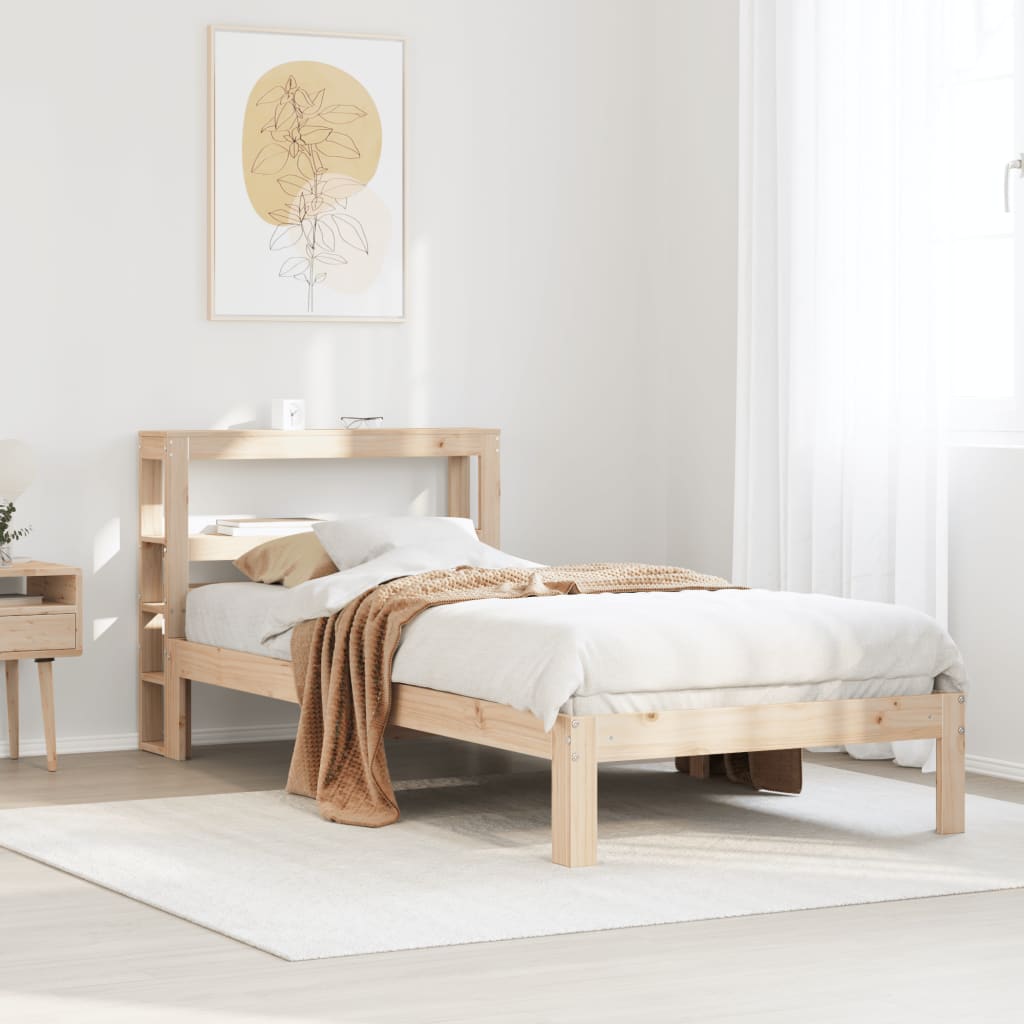 Bedframe met hoofdbord massief grenenhout 90x190 cm is nu te koop bij PeponiXL, paradijselijk wonen!
