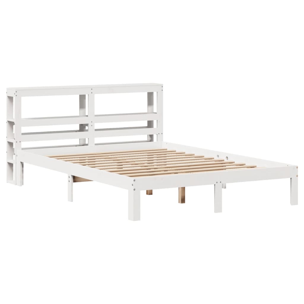 Bedframe met hoofdeinde zonder matras 140x190 cm wit is nu te koop bij PeponiXL, paradijselijk wonen!
