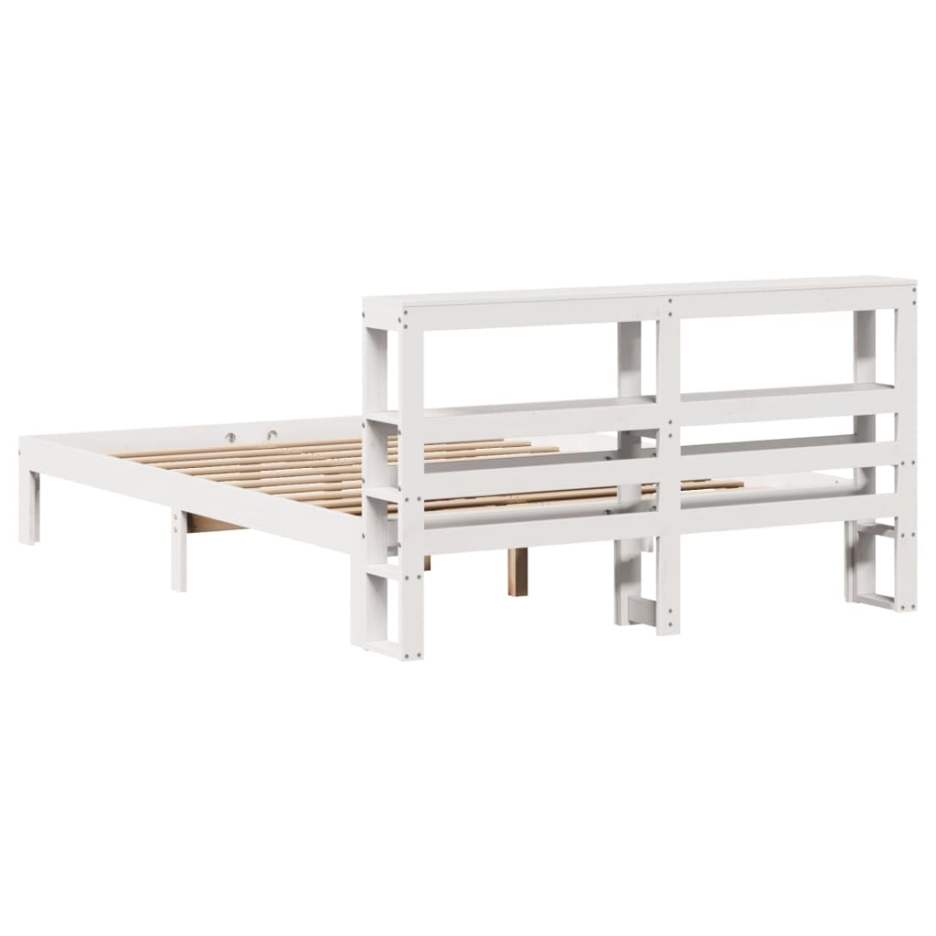 Bedframe met hoofdeinde zonder matras 140x190 cm wit is nu te koop bij PeponiXL, paradijselijk wonen!