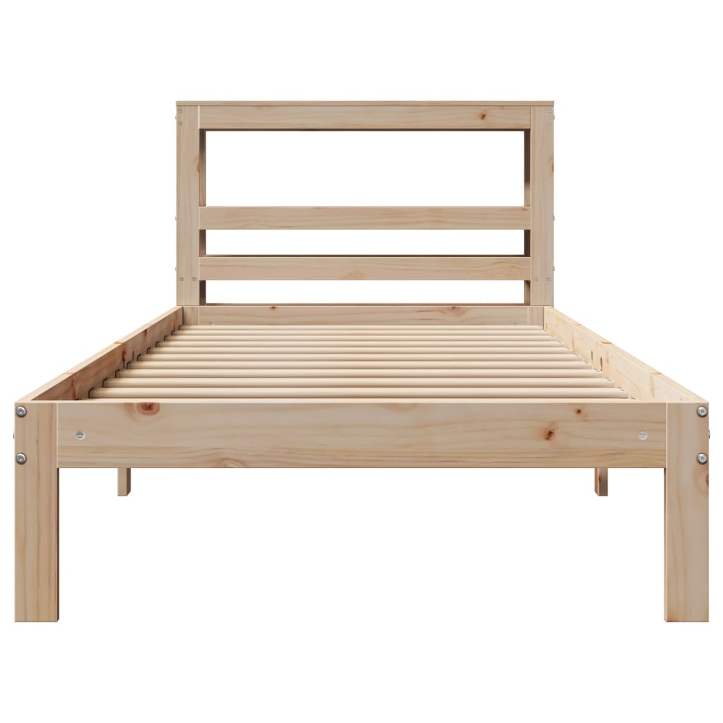 Bedframe met hoofdbord massief grenenhout 90x200 cm is nu te koop bij PeponiXL, paradijselijk wonen!