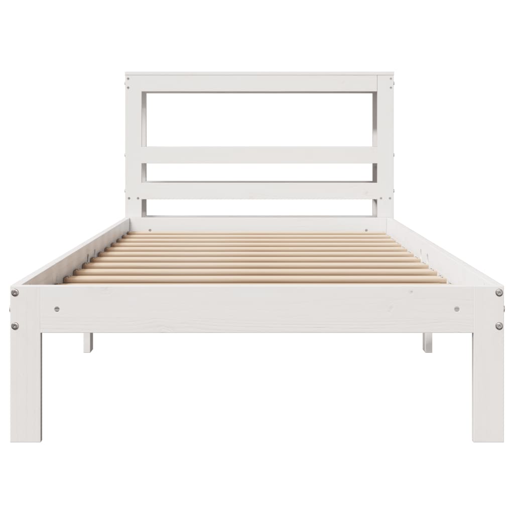 Bedframe met hoofdeinde zonder matras 90x200 cm wit is nu te koop bij PeponiXL, paradijselijk wonen!