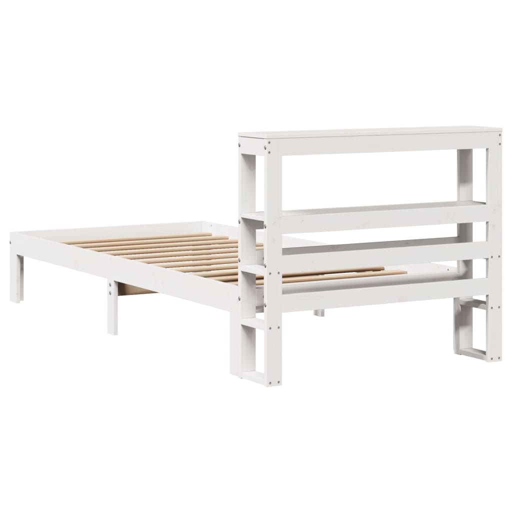Bedframe met hoofdeinde zonder matras 90x200 cm wit is nu te koop bij PeponiXL, paradijselijk wonen!