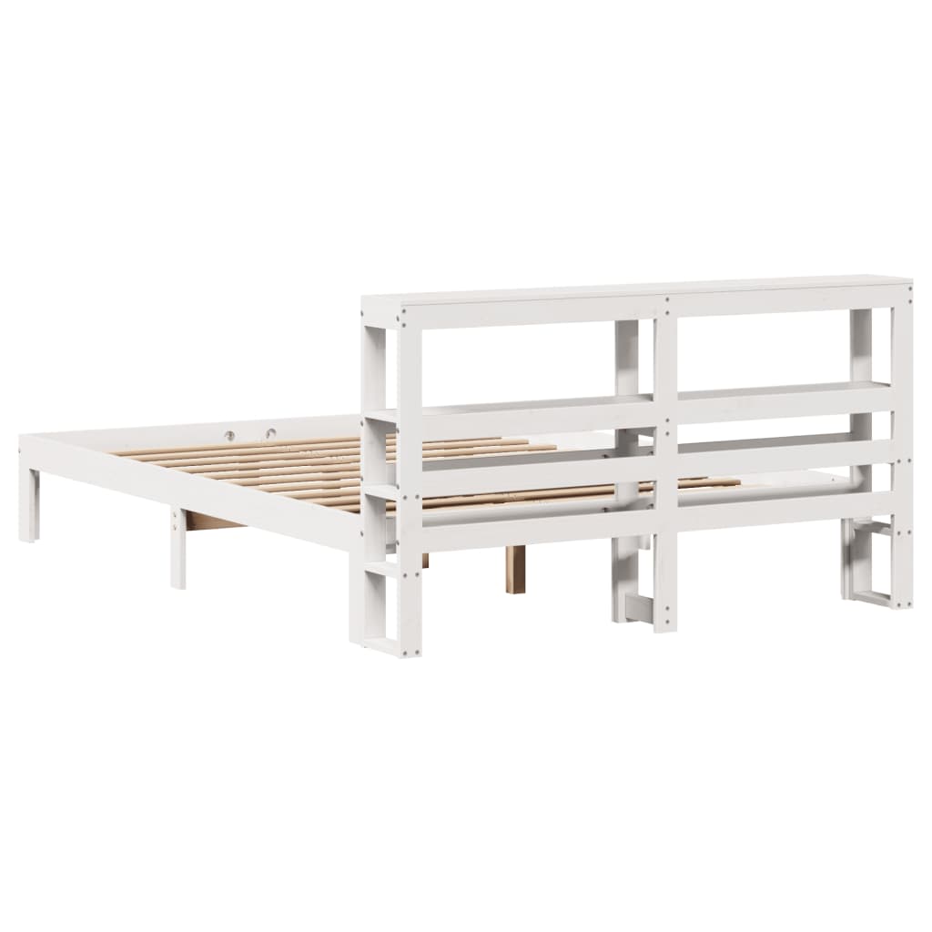 Bedframe met hoofdeinde zonder matras 120x200 cm wit is nu te koop bij PeponiXL, paradijselijk wonen!