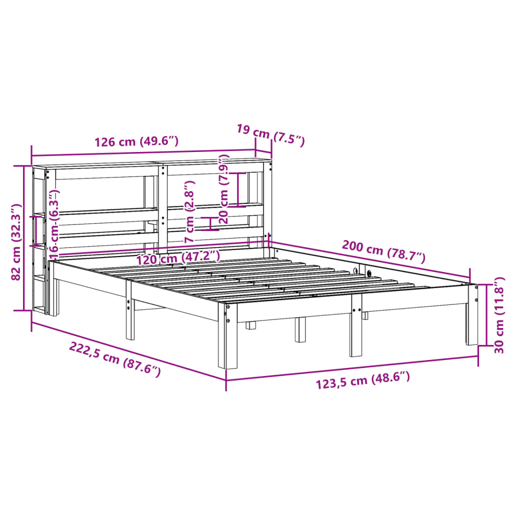 Bedframe met hoofdeinde zonder matras 120x200 cm wit is nu te koop bij PeponiXL, paradijselijk wonen!