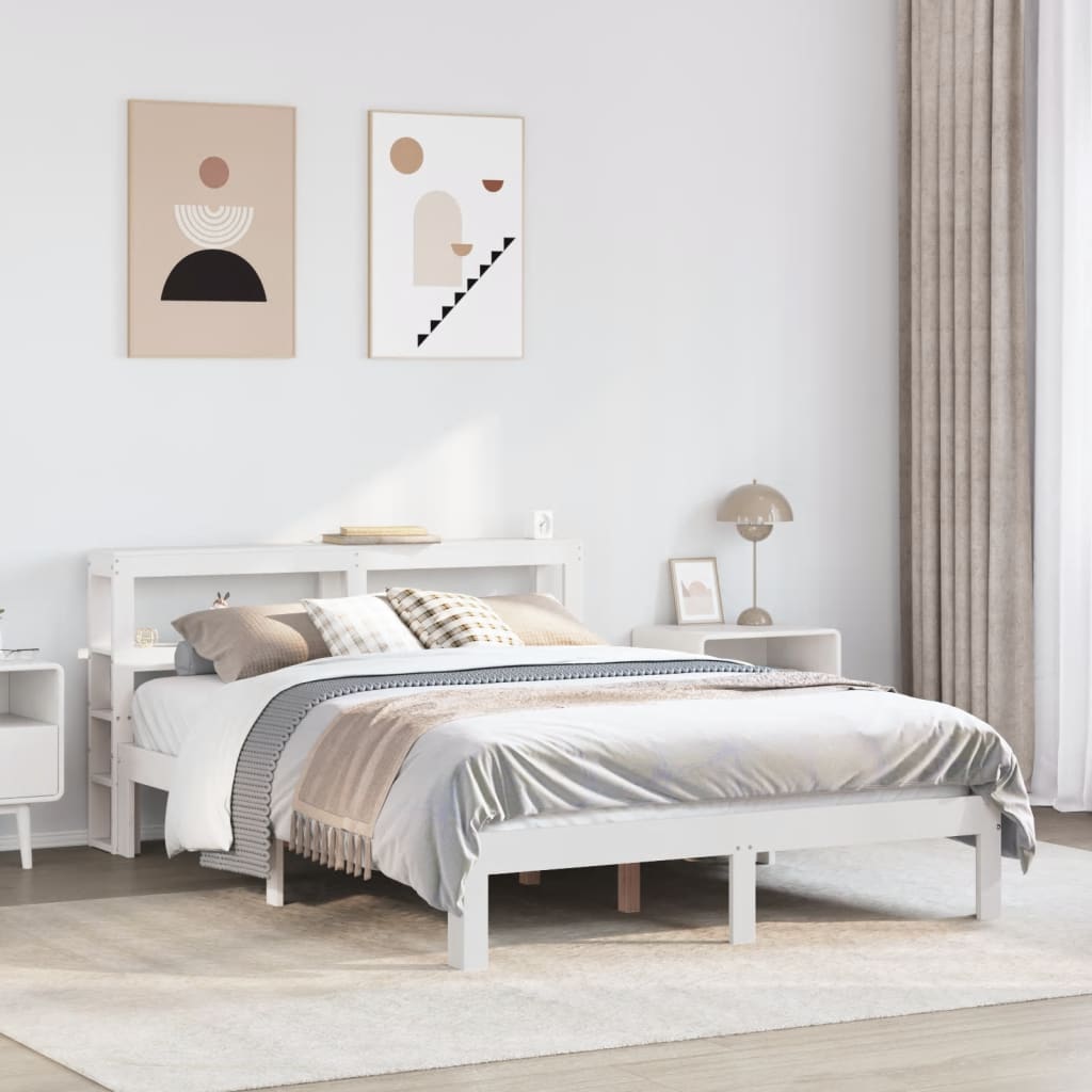 Bedframe met hoofdeinde zonder matras 120x200 cm wit is nu te koop bij PeponiXL, paradijselijk wonen!