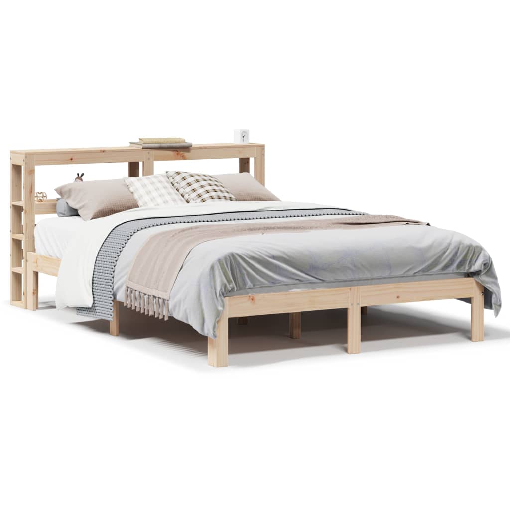 Bedframe met hoofdbord massief grenenhout wit 140x200 cm is nu te koop bij PeponiXL, paradijselijk wonen!