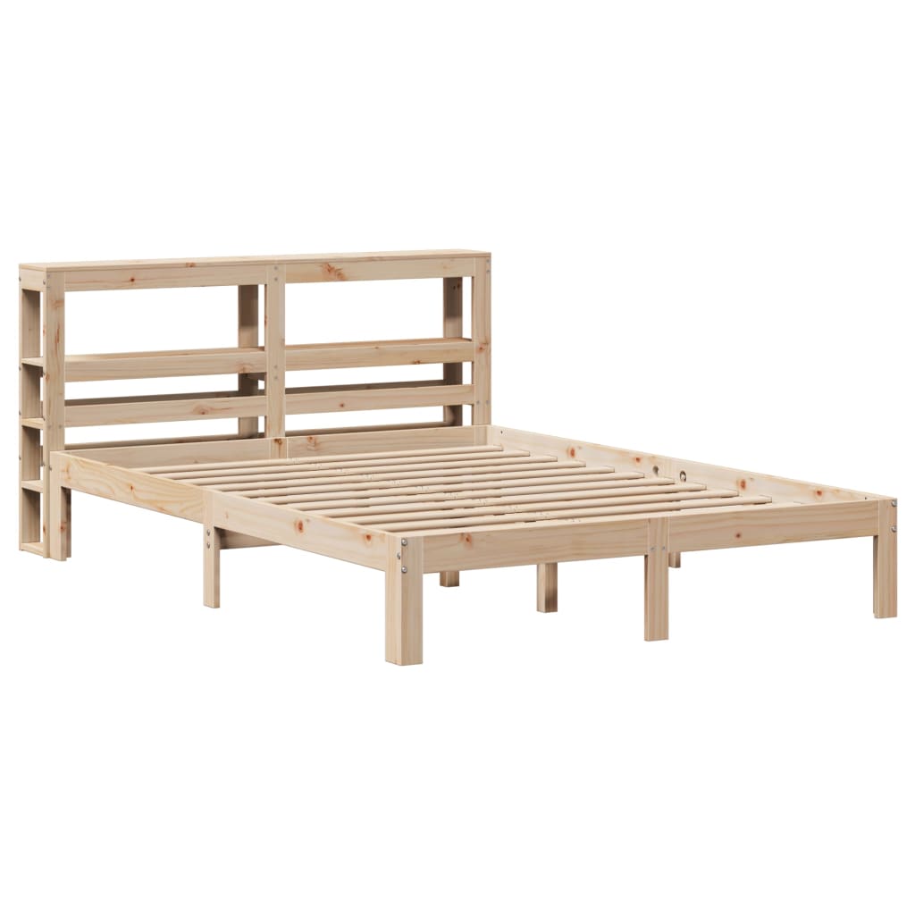 Bedframe met hoofdbord massief grenenhout wit 140x200 cm is nu te koop bij PeponiXL, paradijselijk wonen!