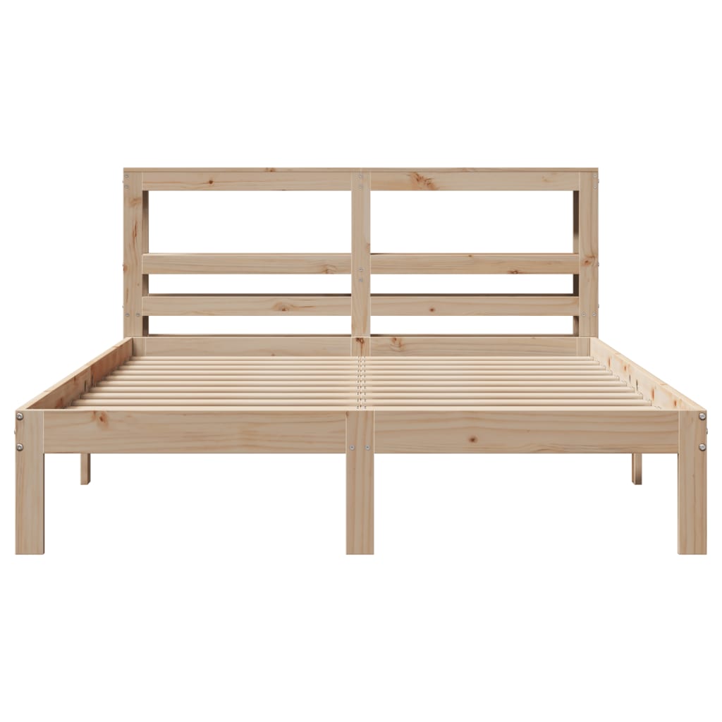 Bedframe met hoofdbord massief grenenhout wit 140x200 cm is nu te koop bij PeponiXL, paradijselijk wonen!