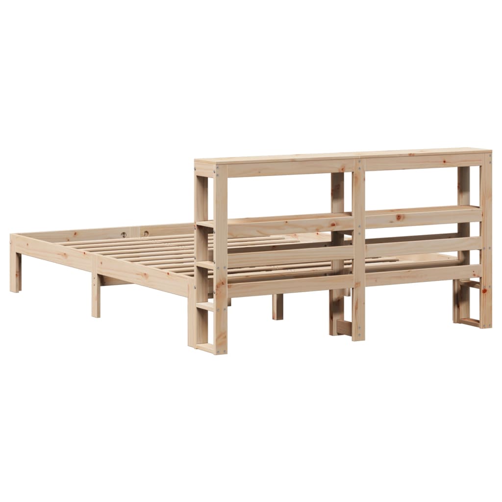 Bedframe met hoofdbord massief grenenhout wit 140x200 cm is nu te koop bij PeponiXL, paradijselijk wonen!
