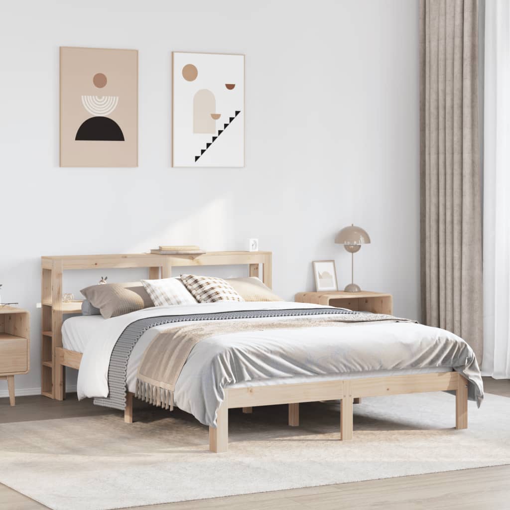 Bedframe met hoofdbord massief grenenhout wit 140x200 cm is nu te koop bij PeponiXL, paradijselijk wonen!