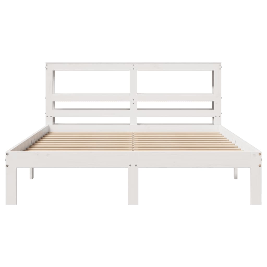 Bedframe met hoofdbord massief grenenhout wit 150x200 cm is nu te koop bij PeponiXL, paradijselijk wonen!