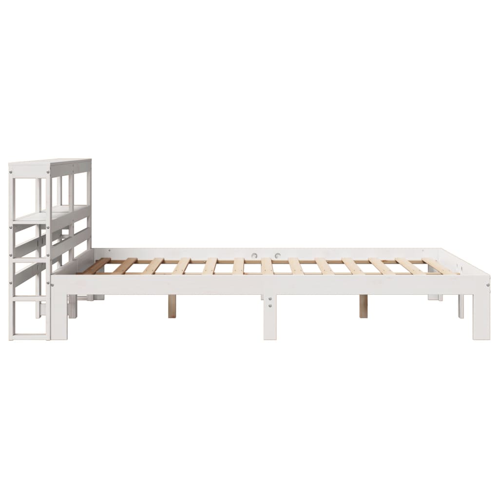 Bedframe met hoofdbord massief grenenhout wit 150x200 cm is nu te koop bij PeponiXL, paradijselijk wonen!