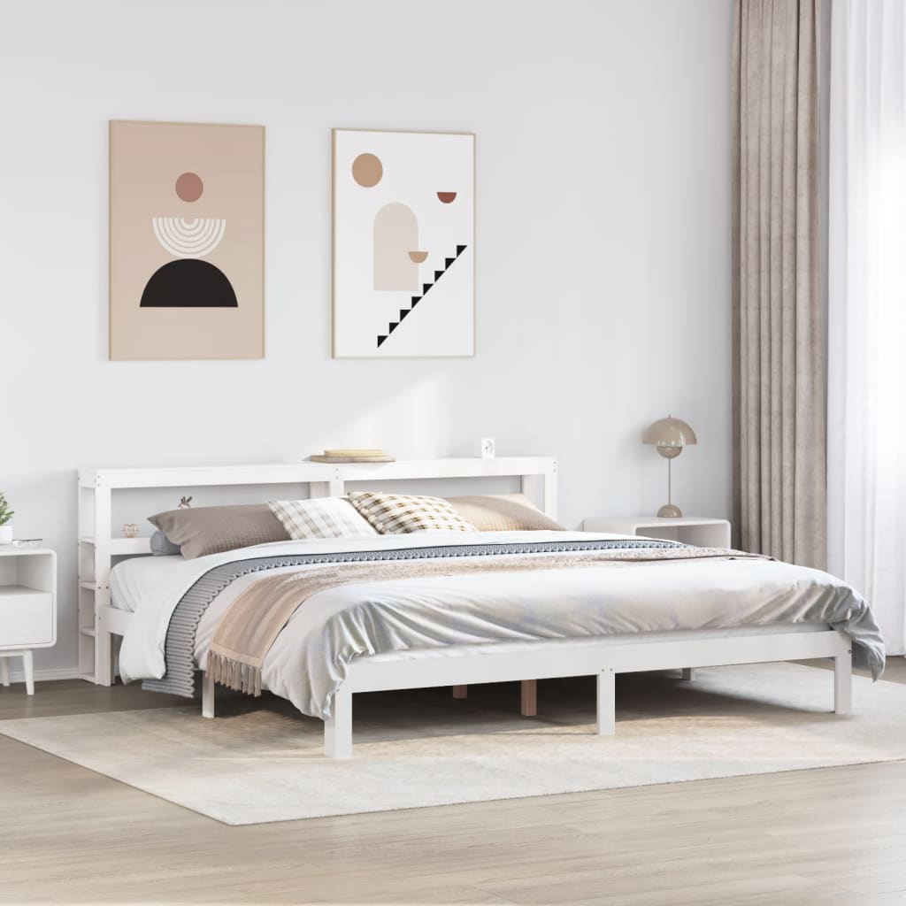 Bedframe met hoofdeinde zonder matras 180x200 cm wit is nu te koop bij PeponiXL, paradijselijk wonen!