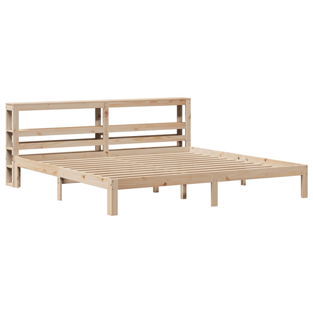 Bedframe met hoofdbord massief grenenhout 200x200 cm is nu te koop bij PeponiXL, paradijselijk wonen!