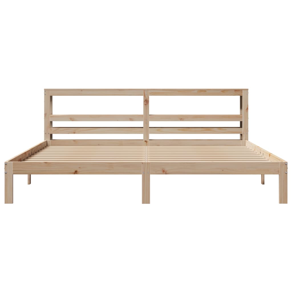 Bedframe met hoofdbord massief grenenhout 200x200 cm is nu te koop bij PeponiXL, paradijselijk wonen!