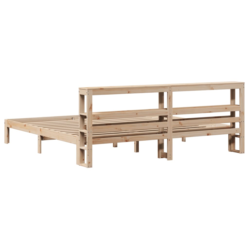Bedframe met hoofdbord massief grenenhout 200x200 cm is nu te koop bij PeponiXL, paradijselijk wonen!