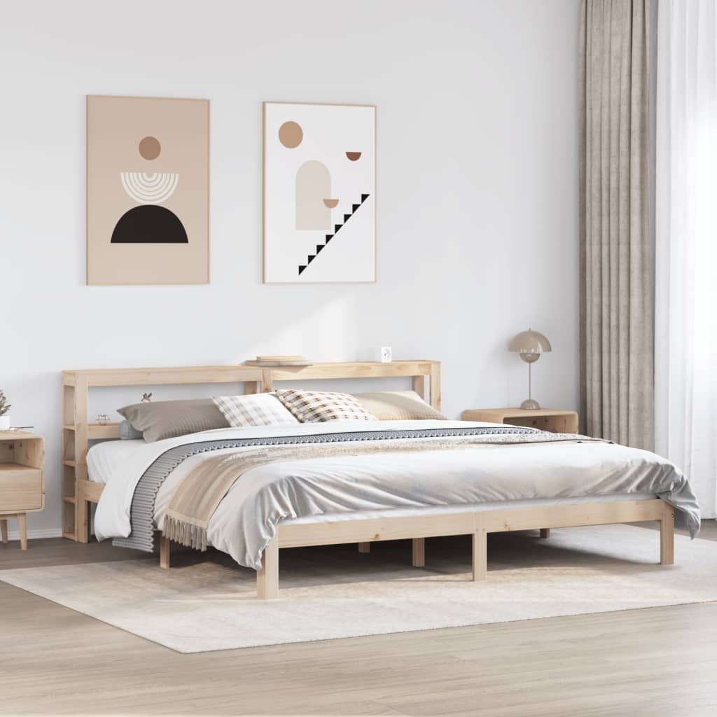 Bedframe met hoofdbord massief grenenhout 200x200 cm is nu te koop bij PeponiXL, paradijselijk wonen!