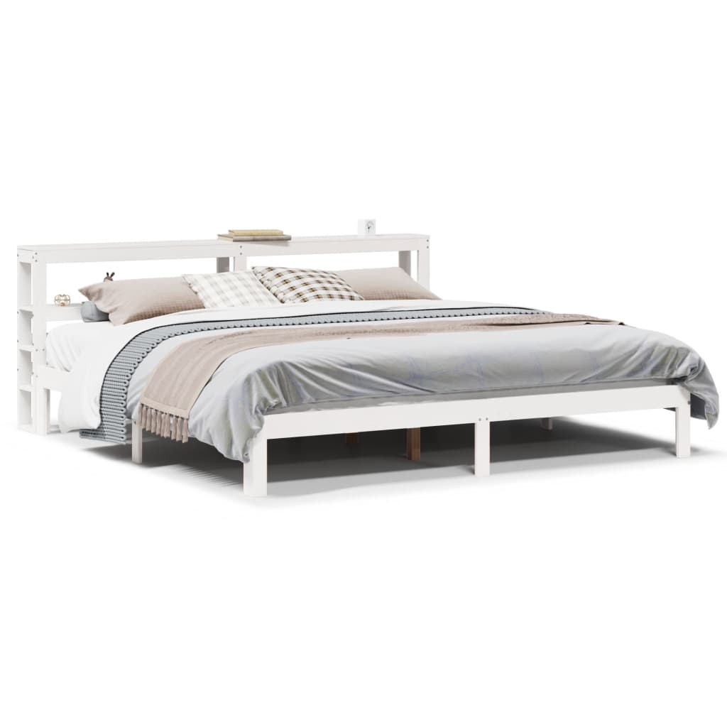 Bedframe met hoofdeinde zonder matras 200x200 cm wit is nu te koop bij PeponiXL, paradijselijk wonen!