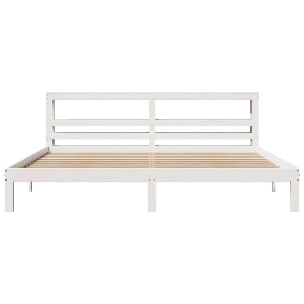 Bedframe met hoofdeinde zonder matras 200x200 cm wit is nu te koop bij PeponiXL, paradijselijk wonen!