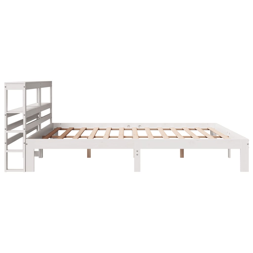 Bedframe met hoofdeinde zonder matras 200x200 cm wit is nu te koop bij PeponiXL, paradijselijk wonen!