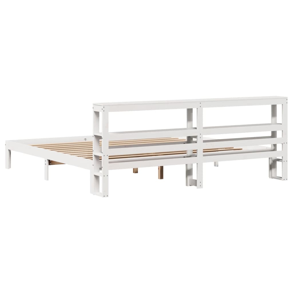 Bedframe met hoofdeinde zonder matras 200x200 cm wit is nu te koop bij PeponiXL, paradijselijk wonen!