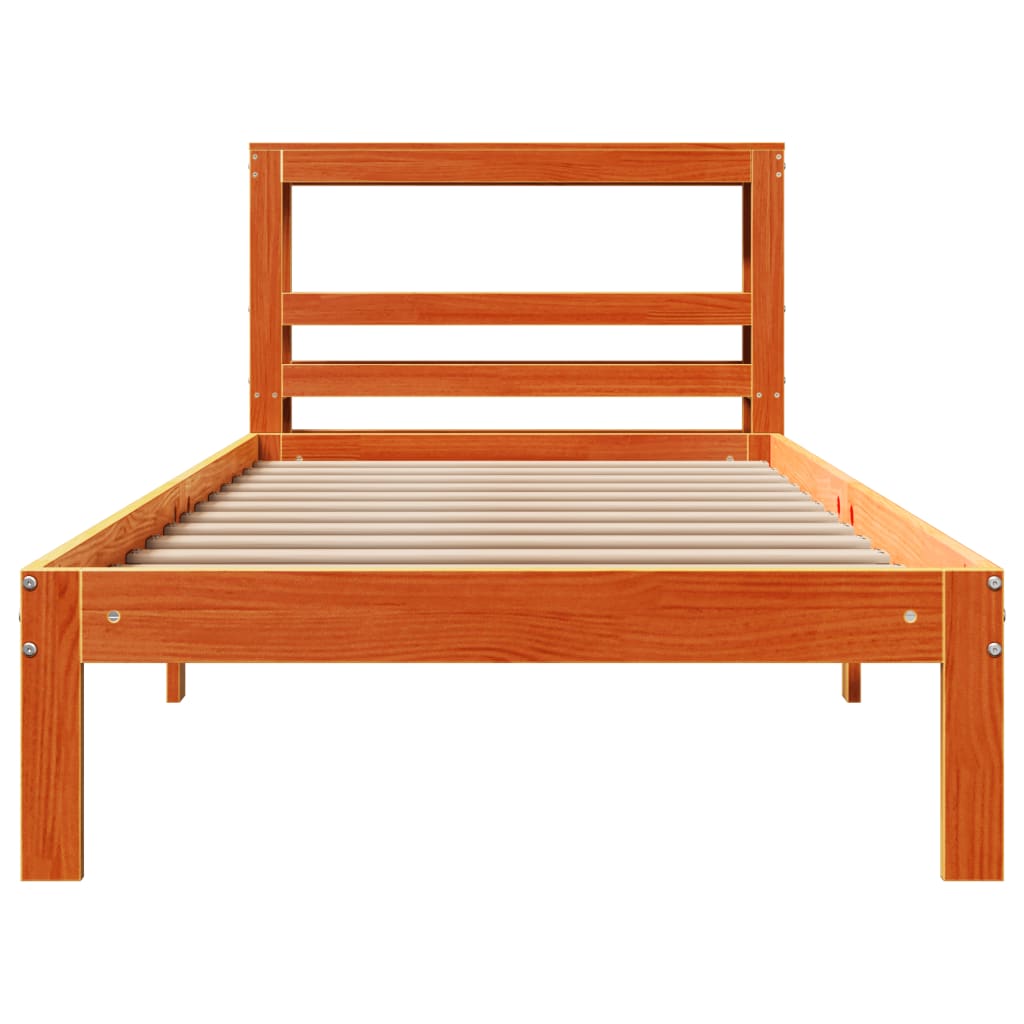 Bedframe zonder matras massief grenenhout wasbruin 75x190 cm is nu te koop bij PeponiXL, paradijselijk wonen!