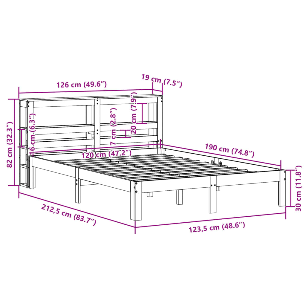 Bedframe zonder matras massief grenenhout wasbruin 120x190 cm is nu te koop bij PeponiXL, paradijselijk wonen!