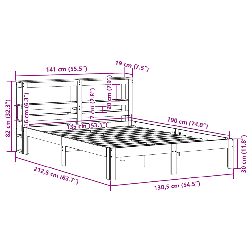 Bedframe zonder matras massief grenenhout wasbruin 135x190 cm is nu te koop bij PeponiXL, paradijselijk wonen!