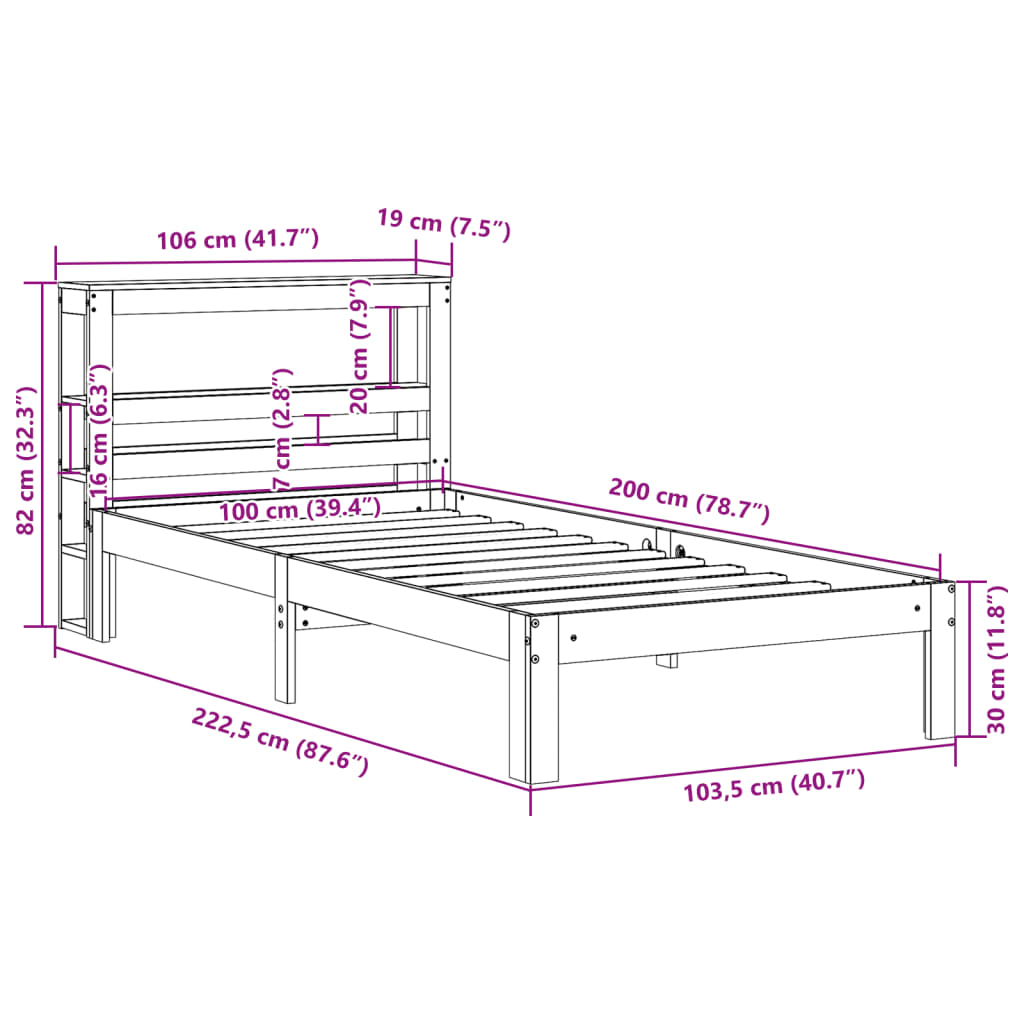 Bedframe zonder matras massief grenenhout wasbruin 100x200 cm is nu te koop bij PeponiXL, paradijselijk wonen!