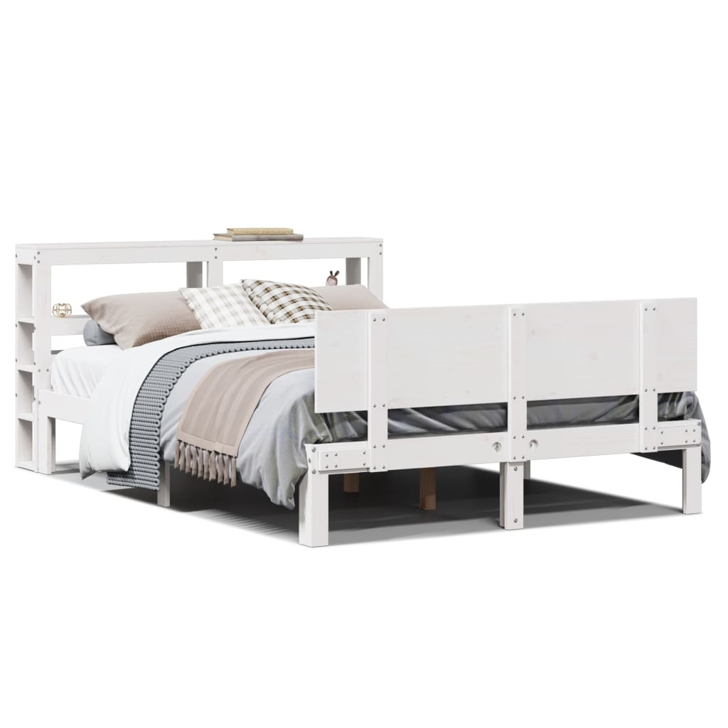 Bedframe met hoofdbord massief grenenhout wit 120x190 cm is nu te koop bij PeponiXL, paradijselijk wonen!