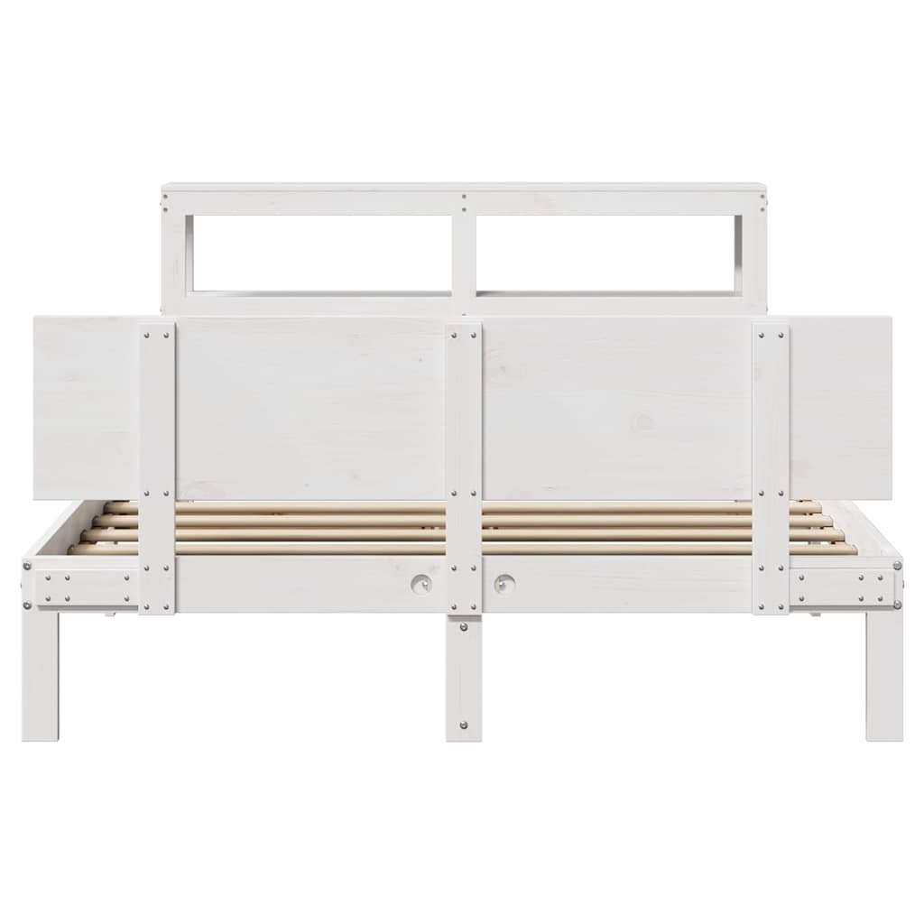 Bedframe met hoofdbord massief grenenhout wit 120x190 cm is nu te koop bij PeponiXL, paradijselijk wonen!