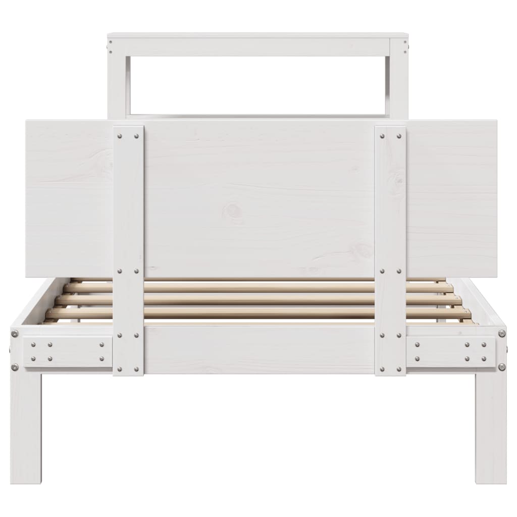 Bedframe met hoofdeinde zonder matras 90x200 cm wit is nu te koop bij PeponiXL, paradijselijk wonen!