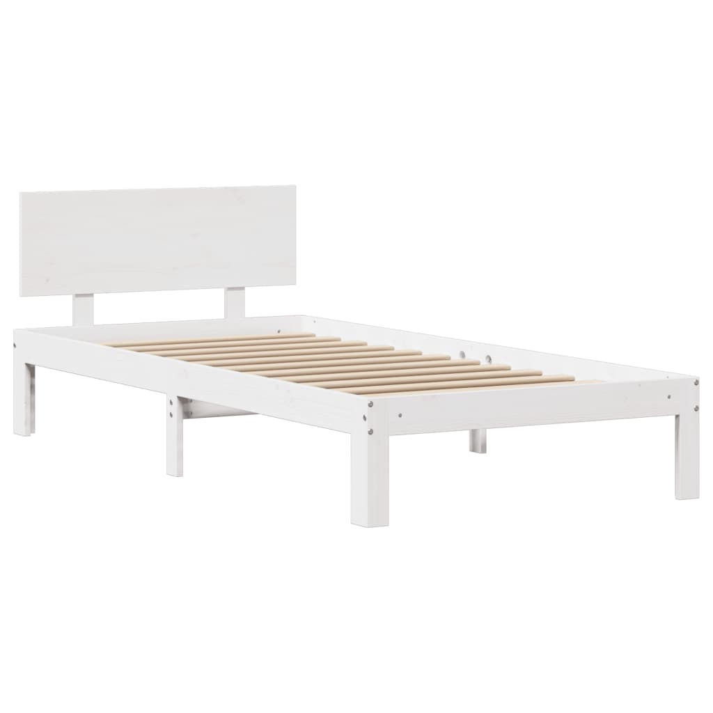 Bedframe met hoofdeinde zonder matras 90x200 cm wit is nu te koop bij PeponiXL, paradijselijk wonen!
