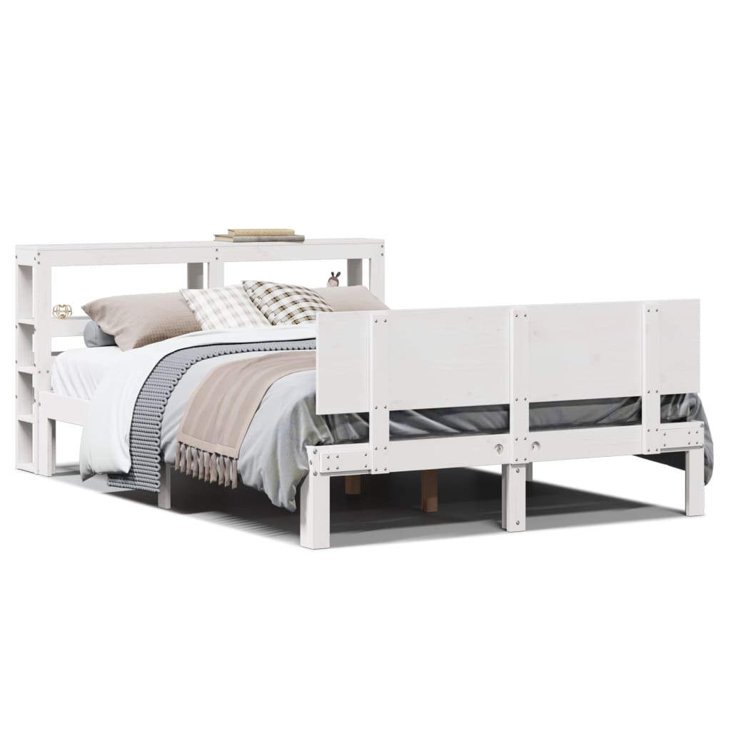 Bedframe met hoofdeinde zonder matras 120x200 cm wit is nu te koop bij PeponiXL, paradijselijk wonen!