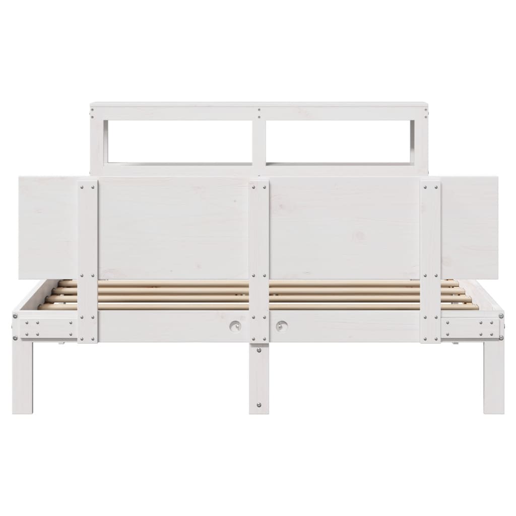 Bedframe met hoofdeinde zonder matras 120x200 cm wit is nu te koop bij PeponiXL, paradijselijk wonen!