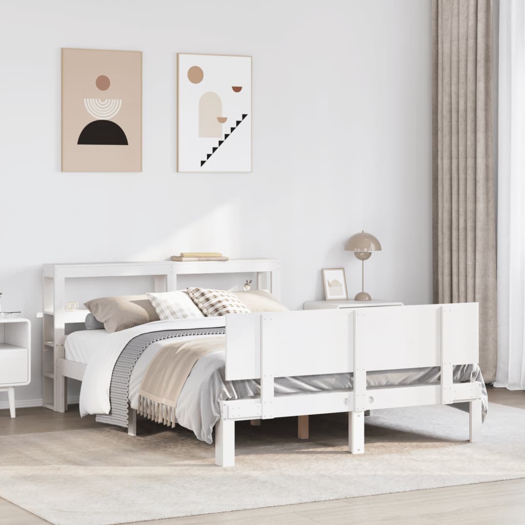 Bedframe met hoofdeinde zonder matras 120x200 cm wit is nu te koop bij PeponiXL, paradijselijk wonen!