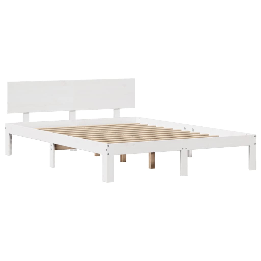 Bedframe met hoofdeinde zonder matras 140x200 cm wit is nu te koop bij PeponiXL, paradijselijk wonen!