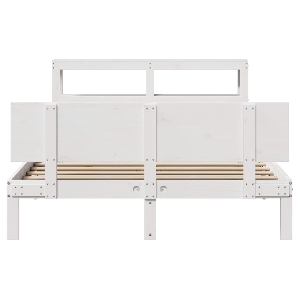 Bedframe met hoofdbord massief grenenhout wit 150x200 cm is nu te koop bij PeponiXL, paradijselijk wonen!
