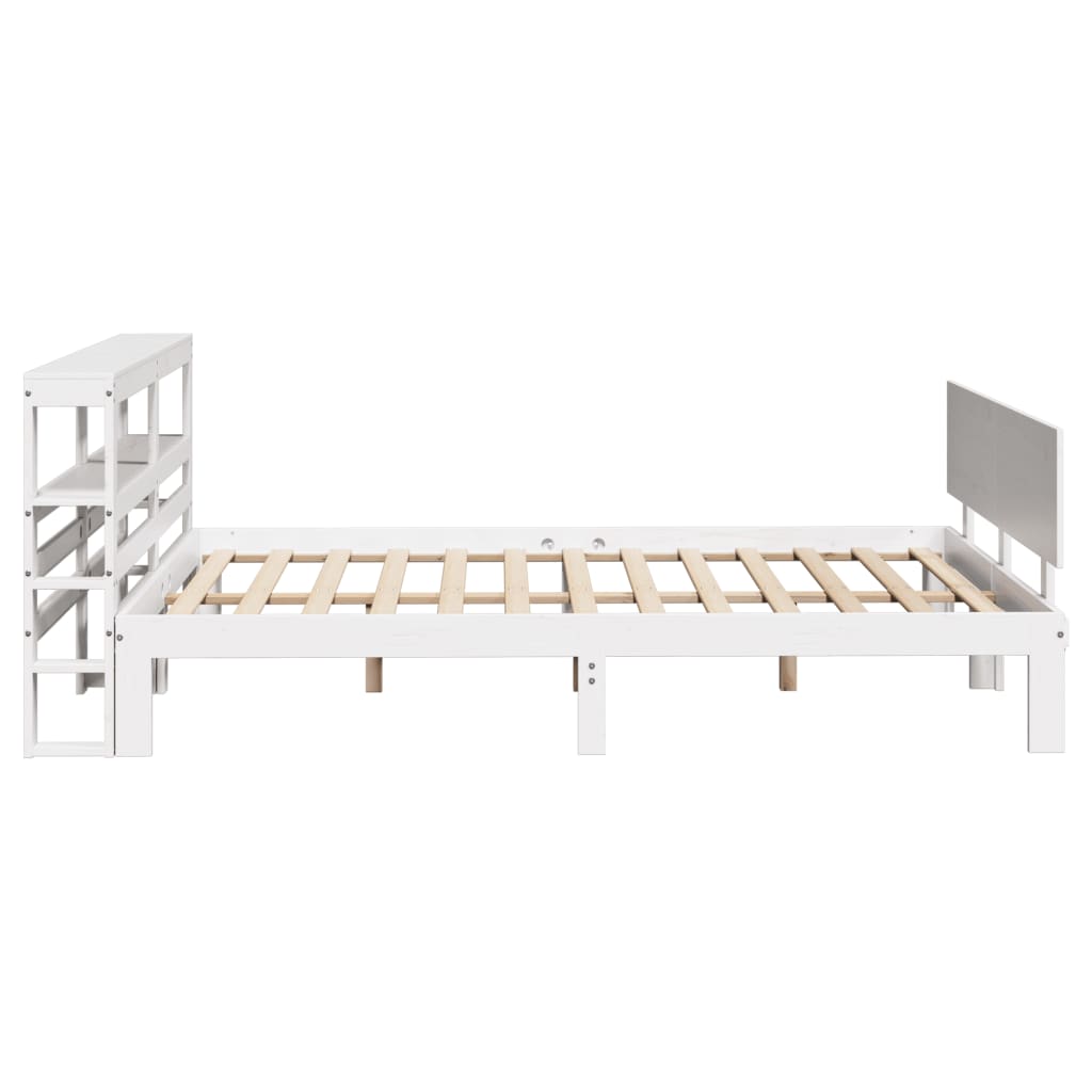 Bedframe met hoofdbord massief grenenhout wit 150x200 cm is nu te koop bij PeponiXL, paradijselijk wonen!