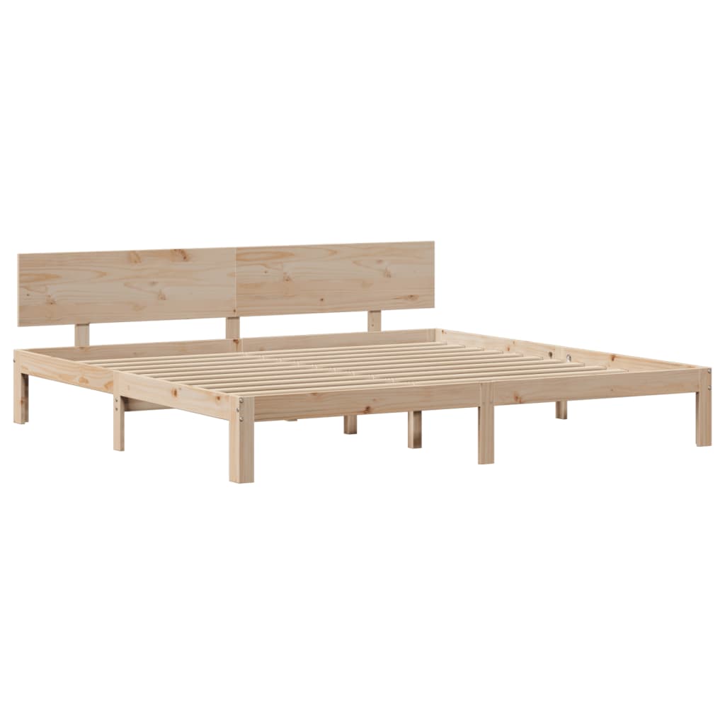 Bedframe met hoofdbord massief grenenhout 200x200 cm is nu te koop bij PeponiXL, paradijselijk wonen!