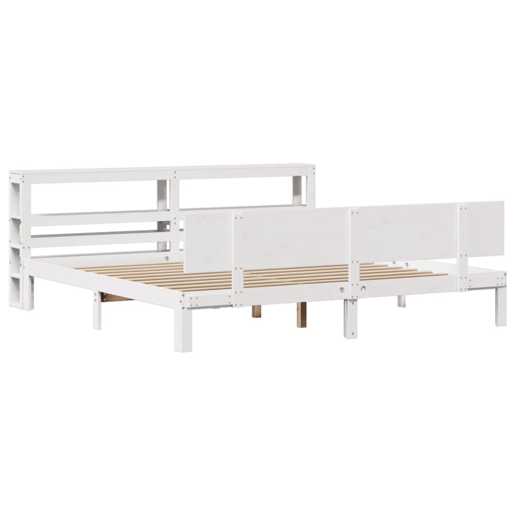 Bedframe met hoofdeinde zonder matras 200x200 cm wit is nu te koop bij PeponiXL, paradijselijk wonen!