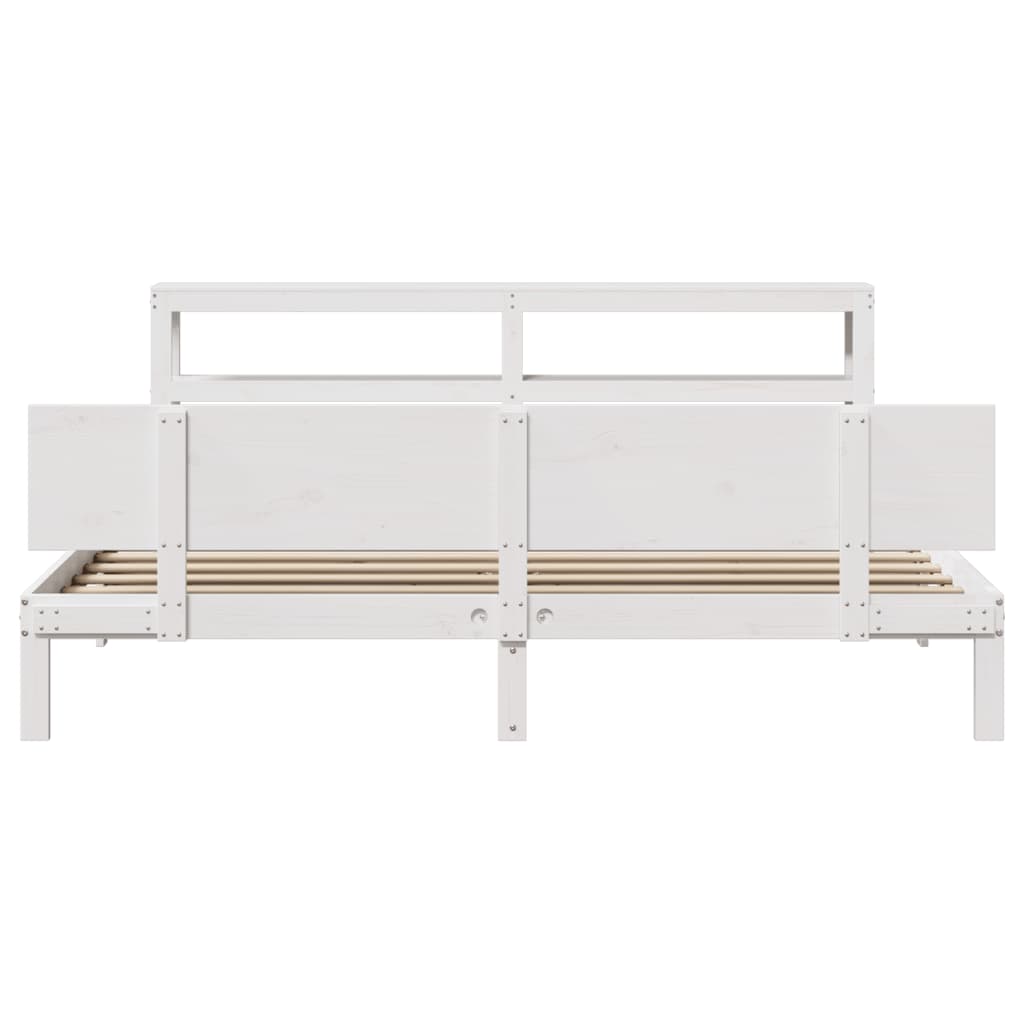 Bedframe met hoofdeinde zonder matras 200x200 cm wit is nu te koop bij PeponiXL, paradijselijk wonen!
