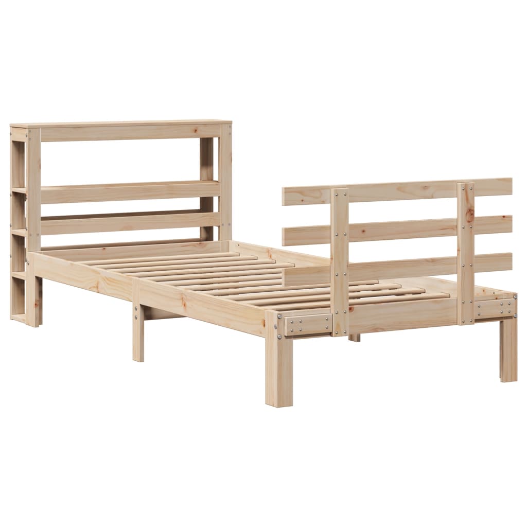 Bedframe met hoofdbord massief grenenhout 75x190 cm is nu te koop bij PeponiXL, paradijselijk wonen!