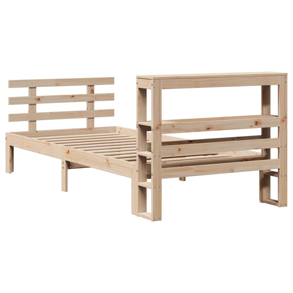Bedframe met hoofdbord massief grenenhout 75x190 cm is nu te koop bij PeponiXL, paradijselijk wonen!