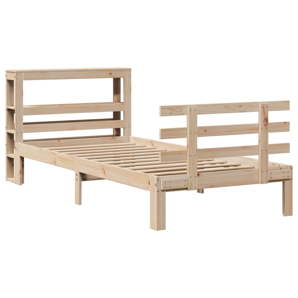 Bedframe met hoofdbord massief grenenhout 90x190 cm is nu te koop bij PeponiXL, paradijselijk wonen!