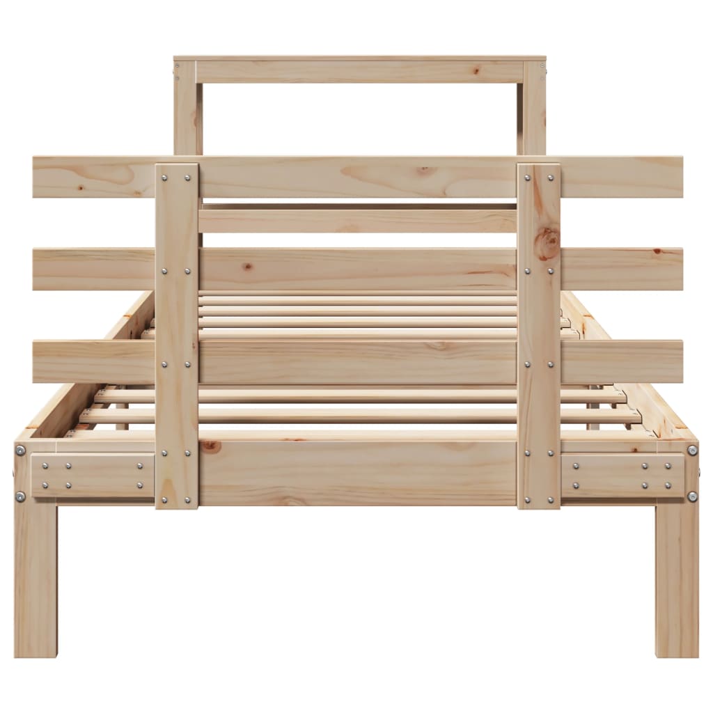 Bedframe met hoofdbord massief grenenhout 90x190 cm is nu te koop bij PeponiXL, paradijselijk wonen!