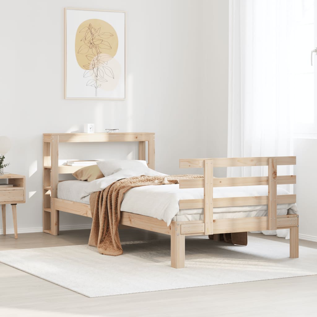 Bedframe met hoofdbord massief grenenhout 90x190 cm is nu te koop bij PeponiXL, paradijselijk wonen!