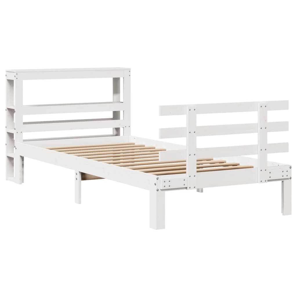 Bedframe met hoofdeinde zonder matras 90x190 cm wit is nu te koop bij PeponiXL, paradijselijk wonen!