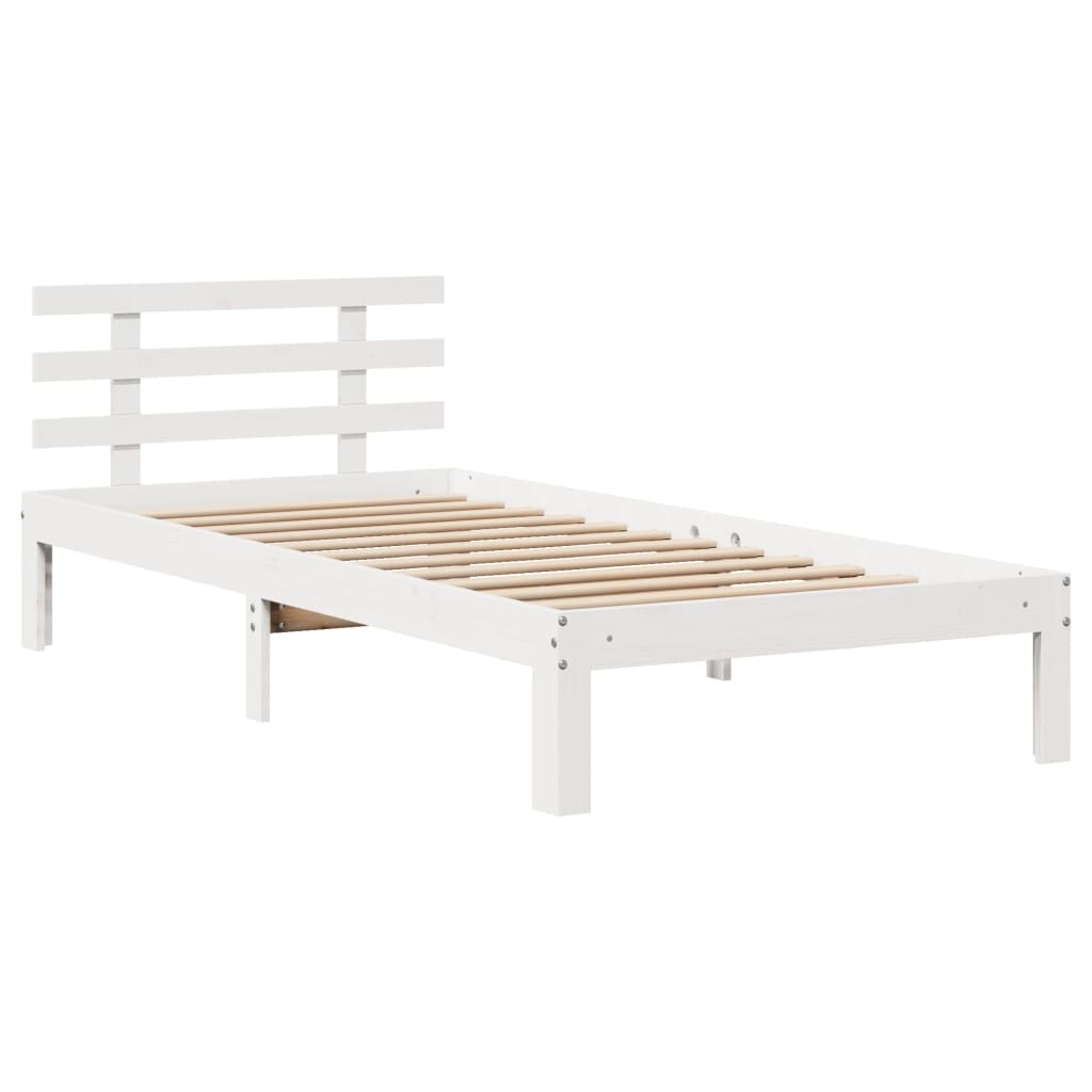 Bedframe met hoofdeinde zonder matras 90x190 cm wit is nu te koop bij PeponiXL, paradijselijk wonen!