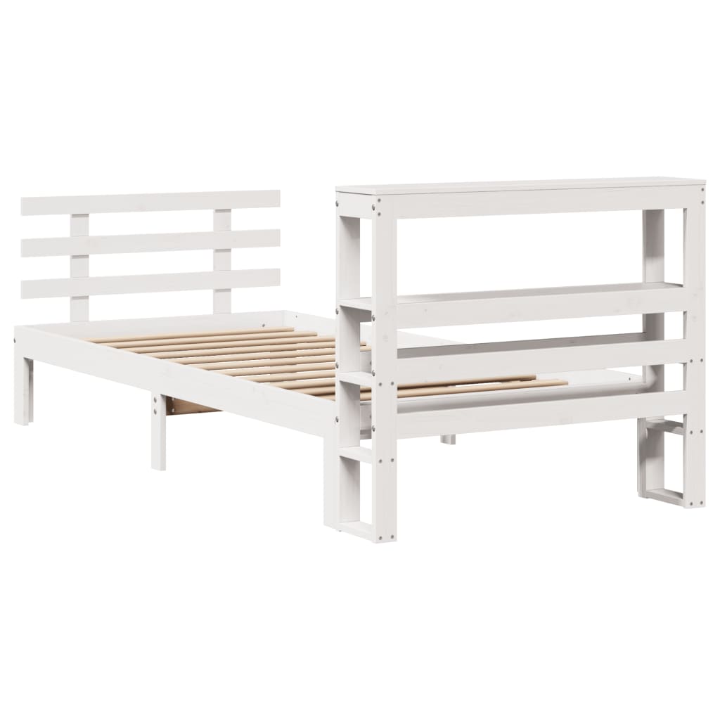 Bedframe met hoofdeinde zonder matras 90x190 cm wit is nu te koop bij PeponiXL, paradijselijk wonen!